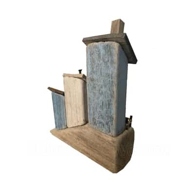 Wooden Harbourside Cottages Coastal Ornament 27cm image 3