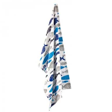 Blue Fish Design Tea Towel image 3