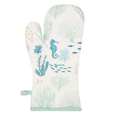 Green Coral Design Single Oven Mitt image 1