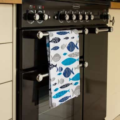 Blue Fish Design Tea Towel image 4