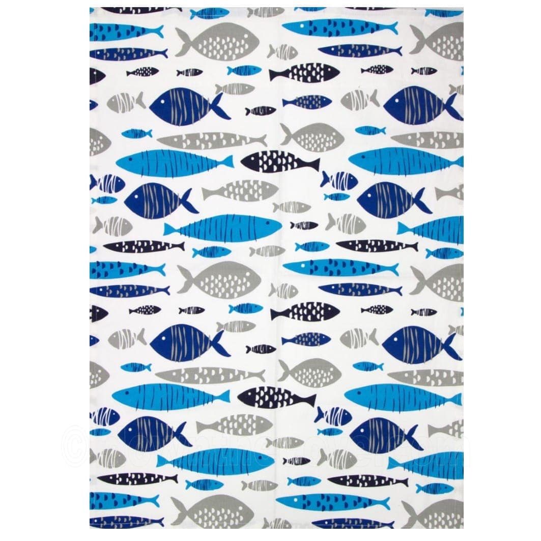 Blue Fish Design Tea Towel
