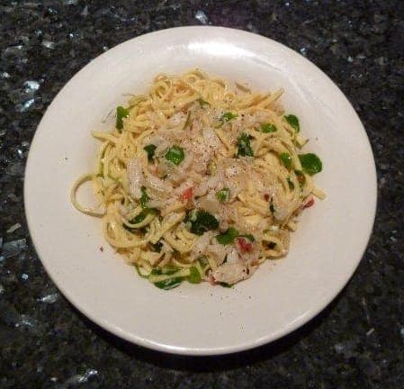 Crab Linguine with Chilli & Watercress