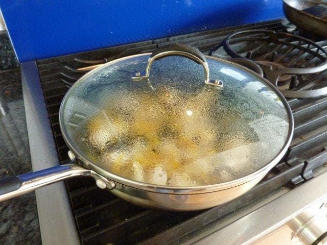 Cover the pan and leave for 5 minutes over a very low heat